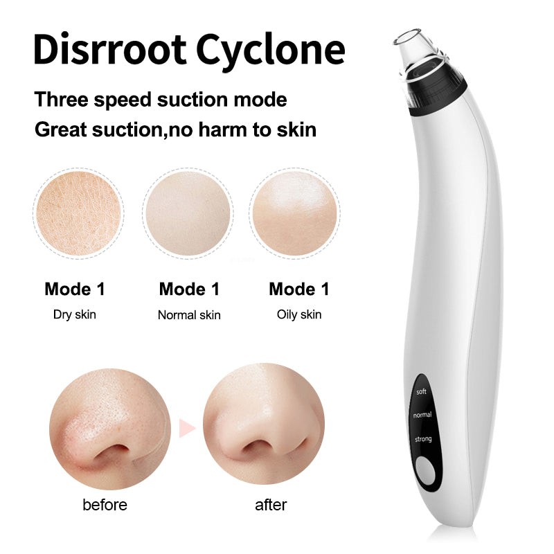 NoAging USB Rechargeable Replaceable Suction Head Blackhead Instrument, Nose Pore Cleaner, Blackhead Suction Tool, Electric Blackhead Acne Pimple Remover, Facial Cleansing Device