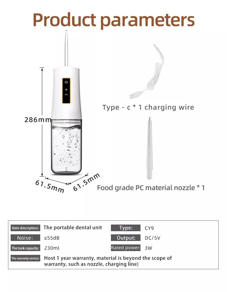 NoAging Portable Electric Water Flosser, Water Jet Flosser Oral Irrigator, Portable Electric Water Flosser, Travel and Home Flosser