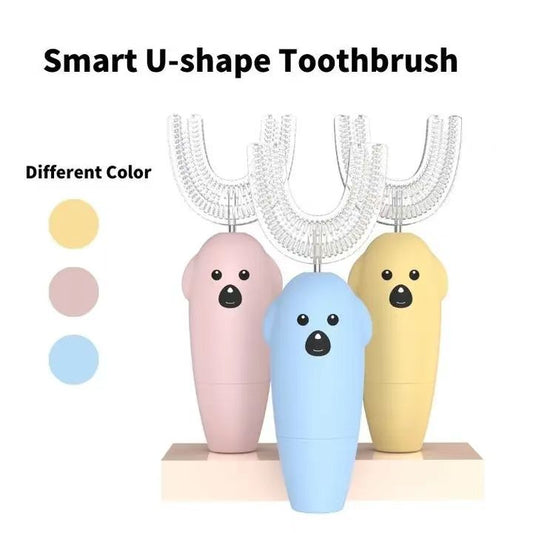 NoAging Kids U Shape Electric Toothbrush, Silicone Kids Teeth Cleaner, High Quality Cartoon Kids Electric Toothbrush, Wireless Sonic Kids U Shape Toothbrush