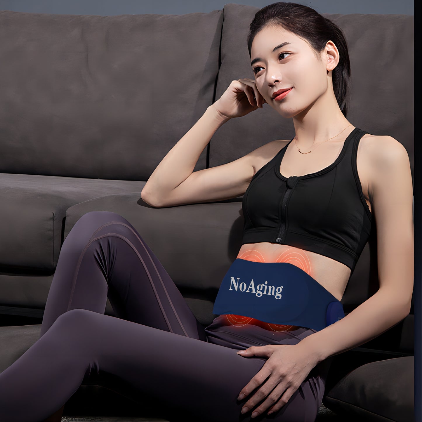 NoAging Wireless Smart Multi-Mode Heating Portable Abdominal Waist Massage Belt, Adjustable Temperature Waist Massager Relieve Waist Pain