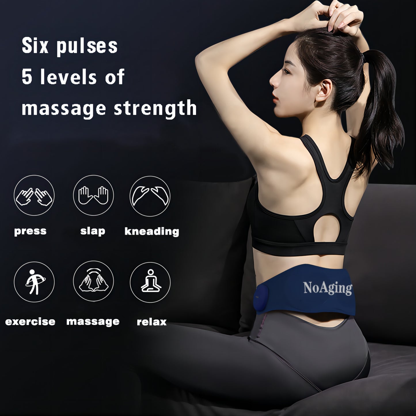 NoAging Wireless Smart Multi-Mode Heating Portable Abdominal Waist Massage Belt, Adjustable Temperature Waist Massager Relieve Waist Pain